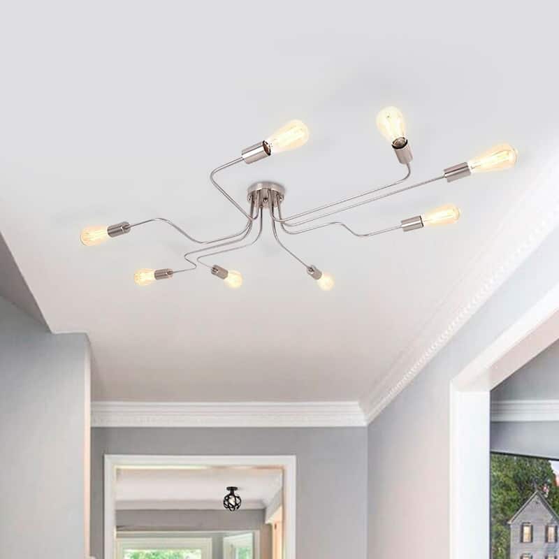 8 - Light Mid-Century Modern Industrial Spider Shape Circuit Board Semi-Flush Mount
