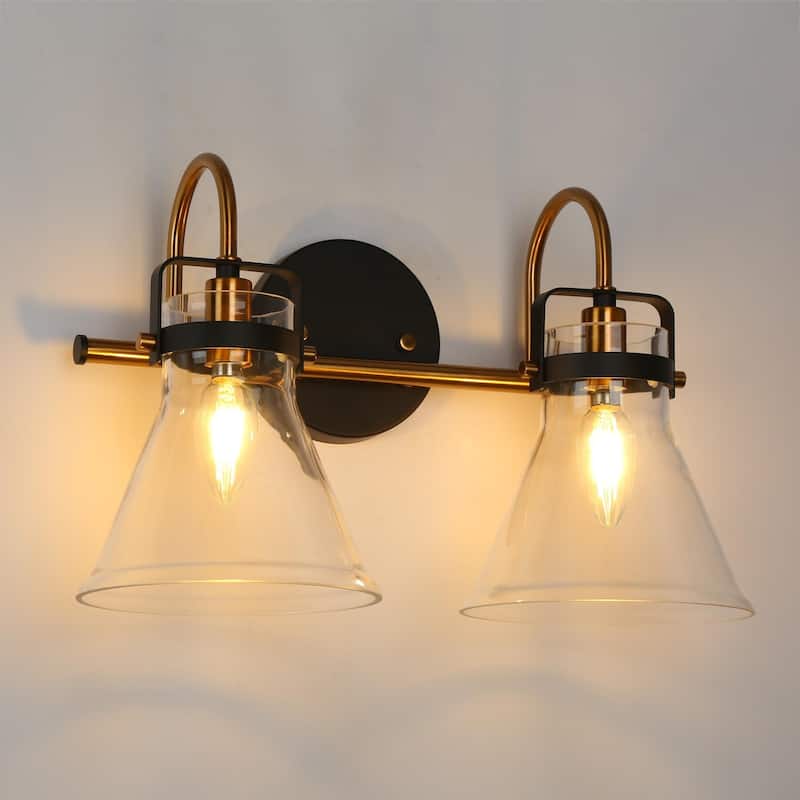Mutch Modern Farmhouse 2-light Bathroom Vanity Light Glass LED Dimmable Wall Sconce Kitchen Living Room