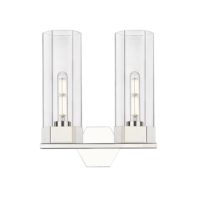 Innovations Lighting 427-2W-17-14 Claverack Vanity Claverack 2 Light - Polished Nickel / Clear