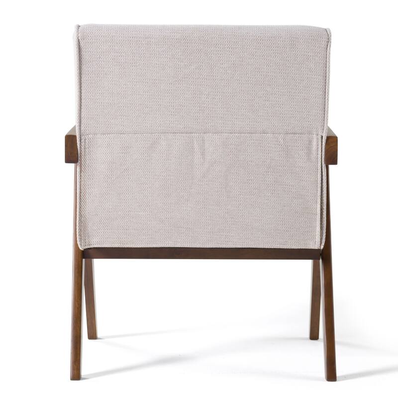 Modrest Joseline Modern Beige Fabric & Walnut Accent Chair (Set of 2)
