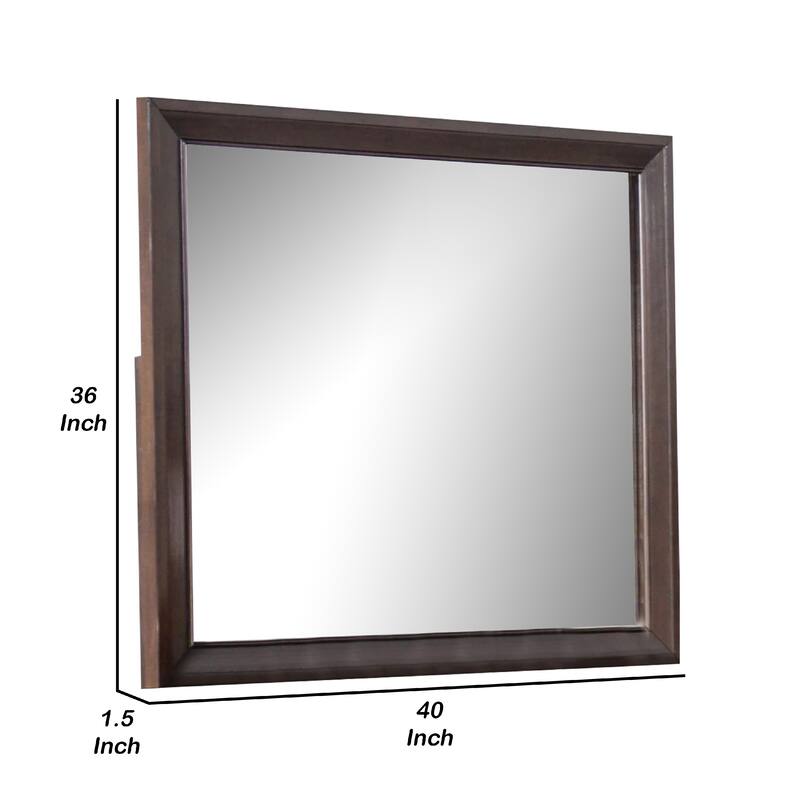 Nitz Dresser Mirror, Beveled Glass, Espresso Brown Solid Wood Frame, 36x40 - Espresso Brown