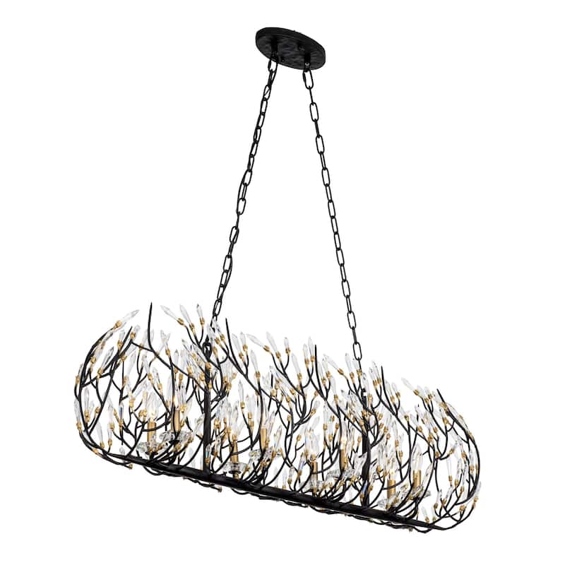 Bask 8-light Gold Dust Linear Pendant with Crystal - N/A