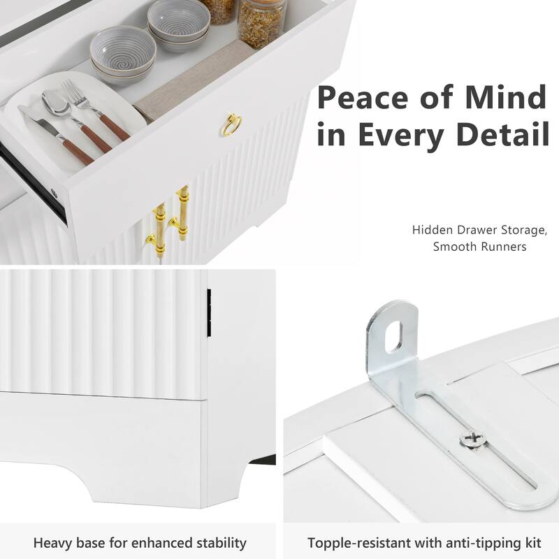 72" Arched Pantry Cabinet with 8 Shelves, Hidden Drawer for Kitchen, Dining & Bathroom