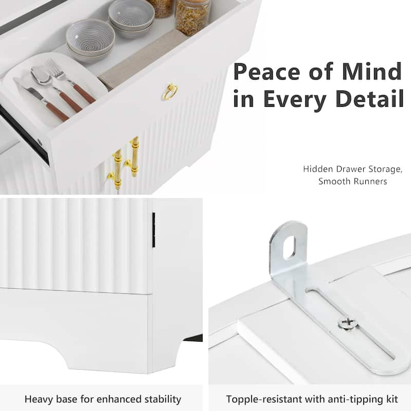 72" Tall Arched Kitchen Pantry Cabinet with 8 Door Shelves