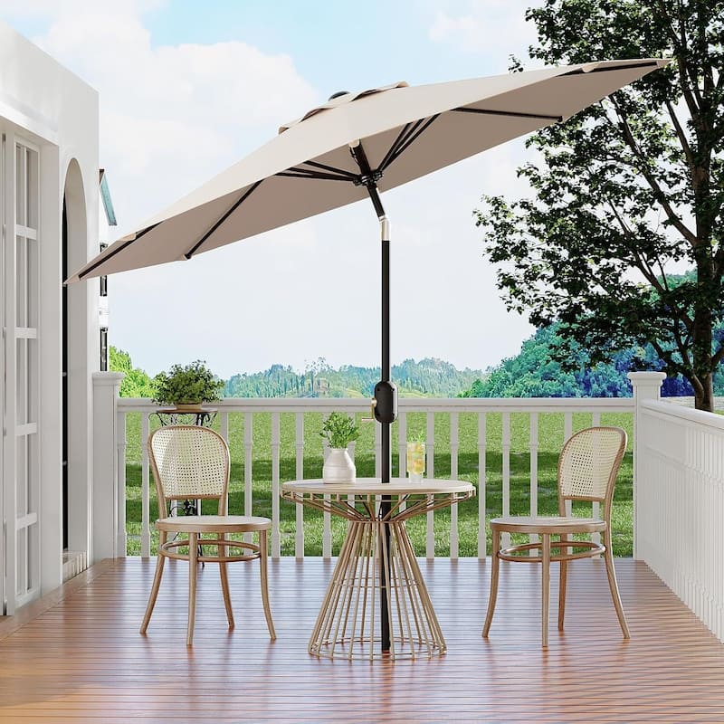9 FT Outdoor Table Patio Umbrella, Waterproof UV Protection for Garden, Backyard, Poolside - Beige