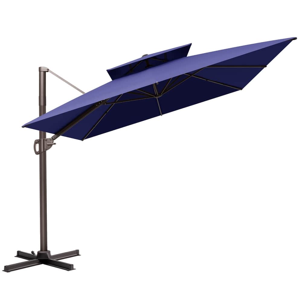 VredHom 9 x 12 FT Outdoor Patio Aluminum Double Top Rectangular Cantilever Umbrella
