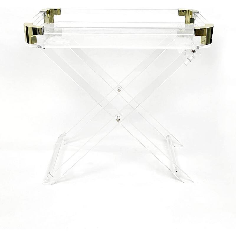 Designstyles Acrylic Folding Table Clear Design w/Chrome or Gold Trim