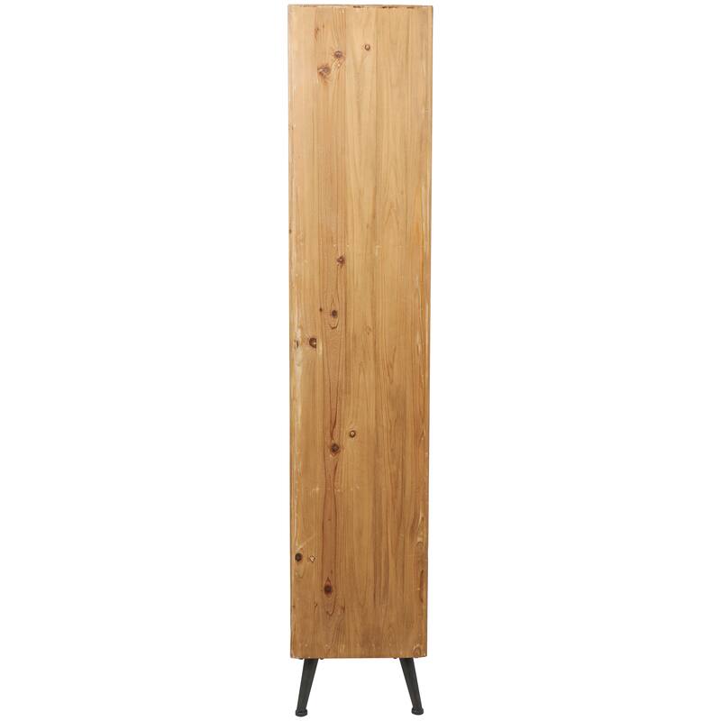 Brown Wooden Geometric 5 Shelves Shelving Unit
