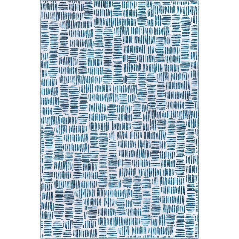 Nuloom Mitzi SpinClean Abstract Lines Machine Washable Area Rug