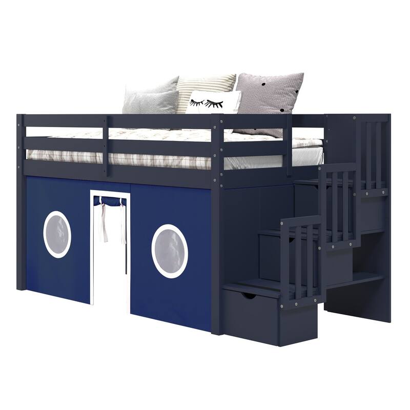 Taylor & Olive Trillium Low Loft Twin Bed with 3 Step-Stairway