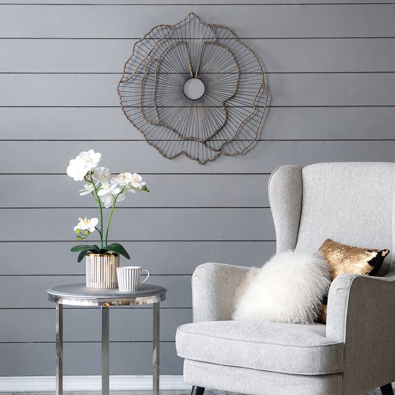Set of 3 Metal Flowers Wall Decor,Transitional Wall Floral Sculpture