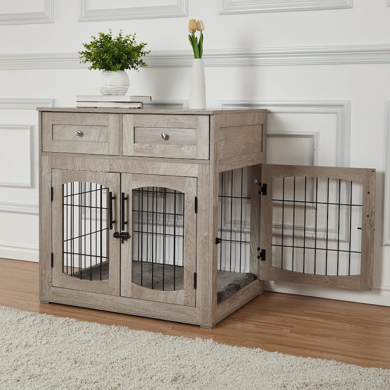 Dog Crate Furniture with Storage Drawers
