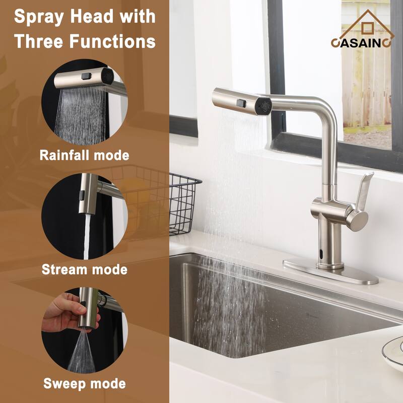 Single Handle Pull Down Sprayer Kitchen Faucet with Motion Sense Wave, Power Boost