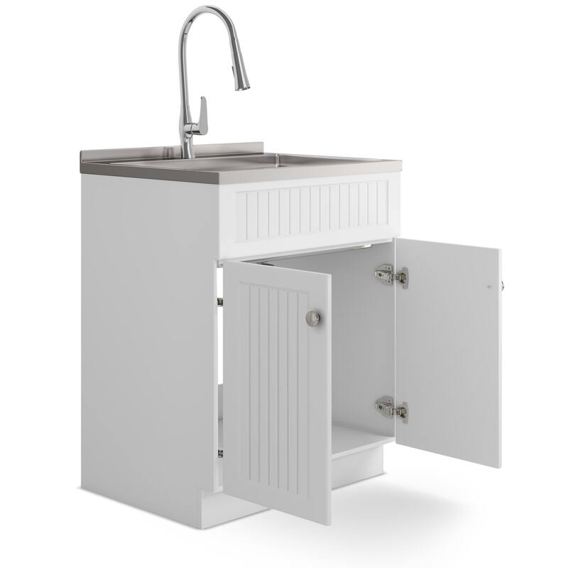 WYNDENHALL Warwick Transitional Laundry Cabinet with Faucet and Stainless Steel Sink
