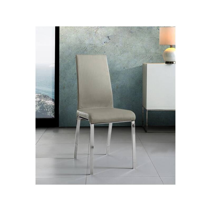 Casabianca Home Loto Set of 2 Dining Chair in Taupe Top Grain Leather