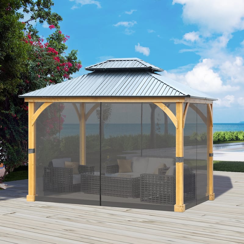 Aoodor 10'x12' Replacement Gazebo Mosquito Netting 4-Panel Sidewalls