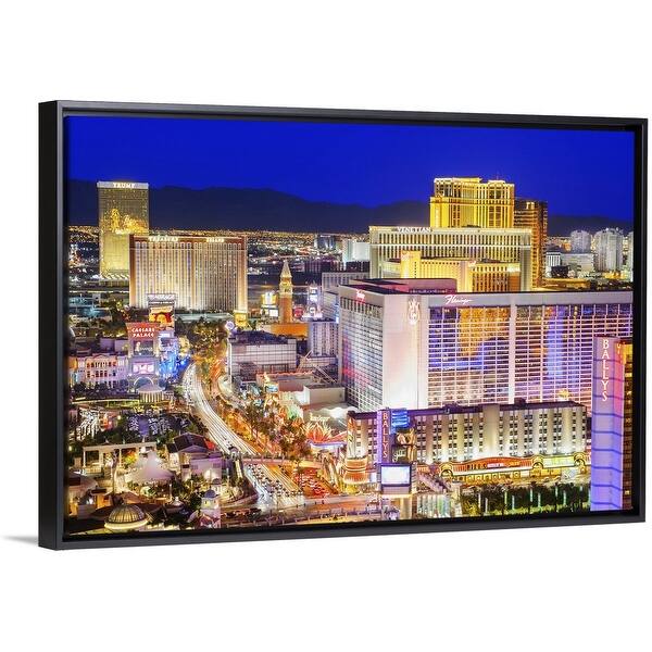 Shop Black Friday Deals On The Las Vegas Strip Nevada Black Float Frame Canvas Art Overstock 25512403