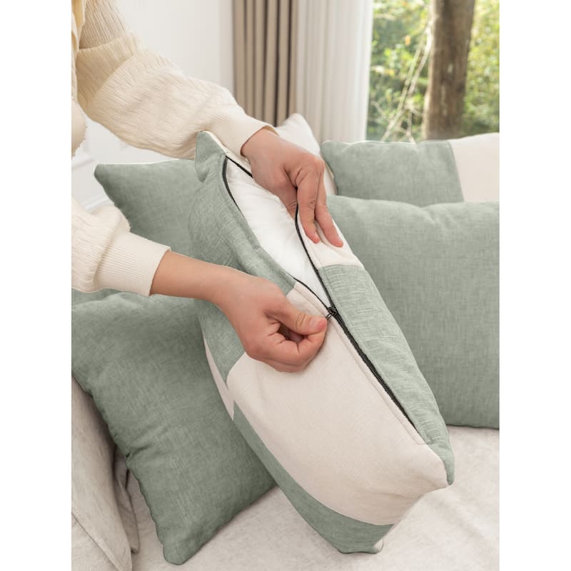 Chenille Oversized Round Barrel Chair with Ottoman, 5 Pillows, and No-Sag Rebound Sponge