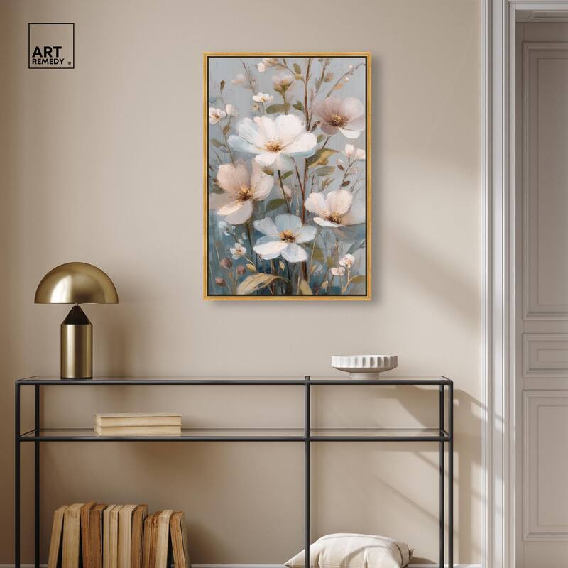Vintage White Meadow Canvas by Art Remedy