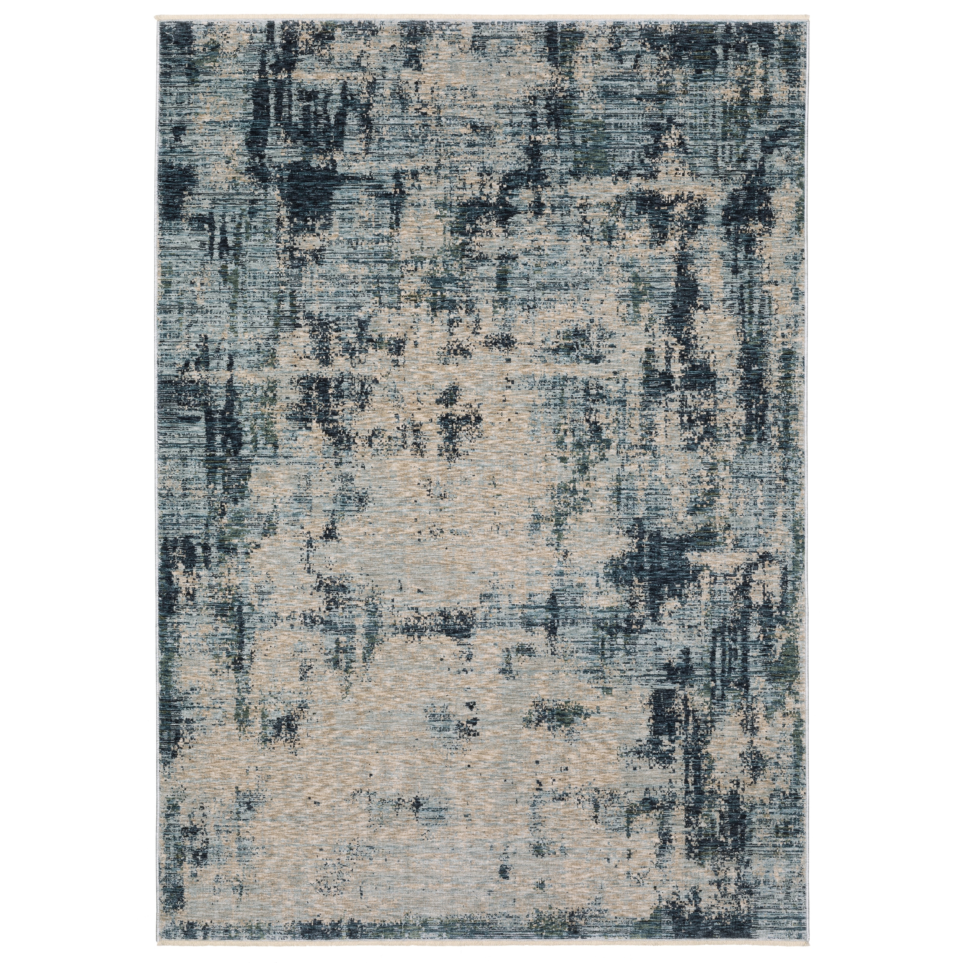 Style Haven Hendrix Distressed Abstract Beige/ Blue Fringe Edge Area Rug