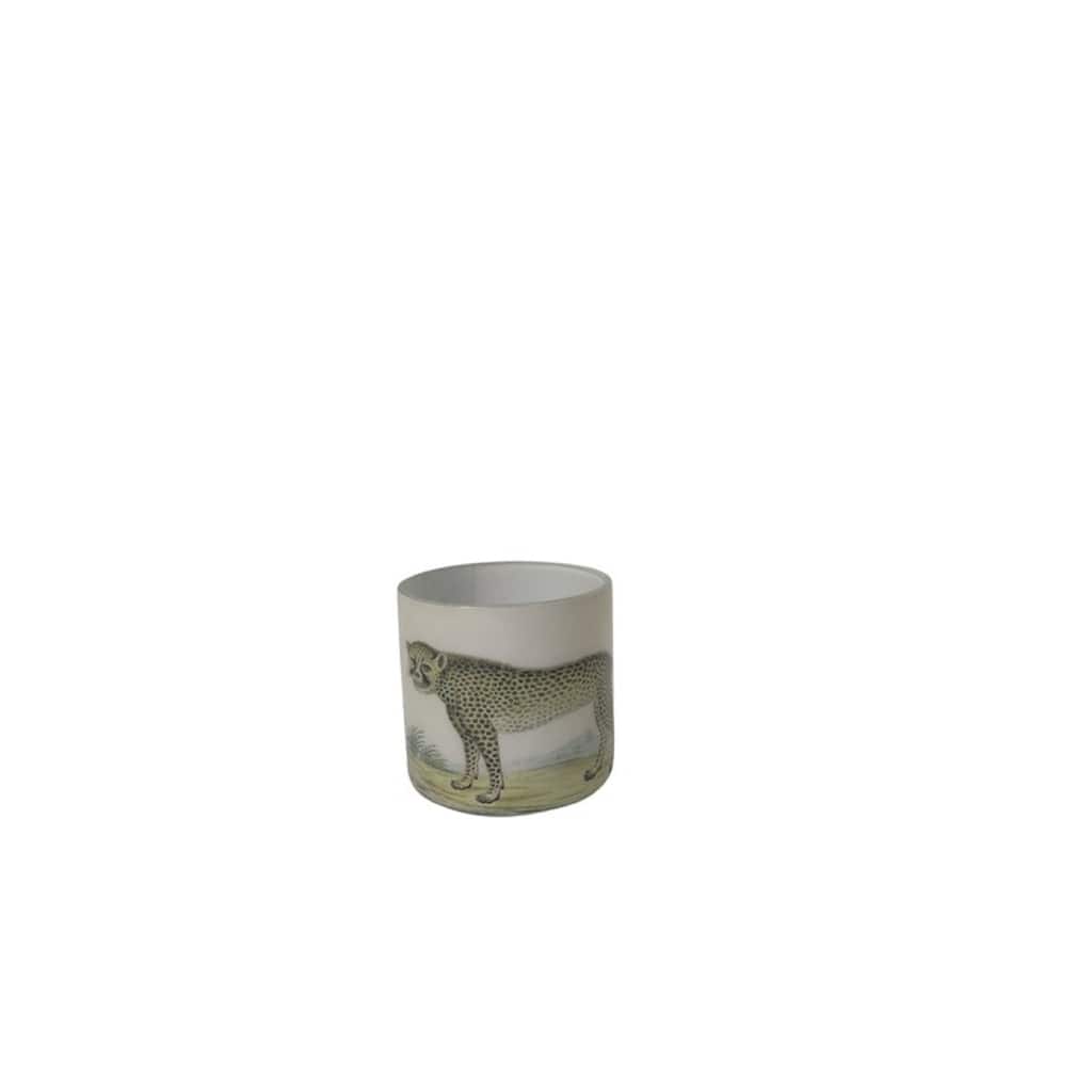 Sm Glass Leopard Print Votive Holder H 2.9" & Dia 2.9"