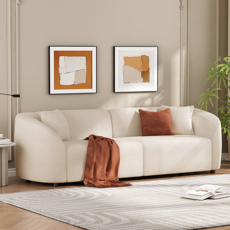 Christopher Knight Home - Allegra Sculptural Upholstered 87" Curved Sofa - Boulce White