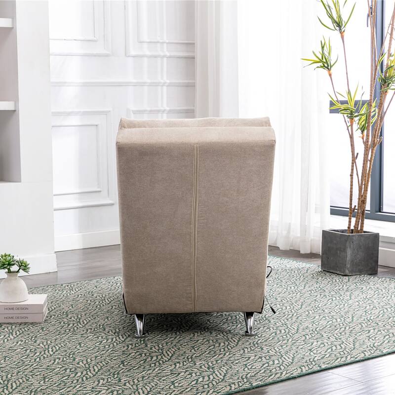 Anmytek Modern Chaise Lounge Chair with Vibration Massage Upholstered Fabric Accent Chair for Living Room
