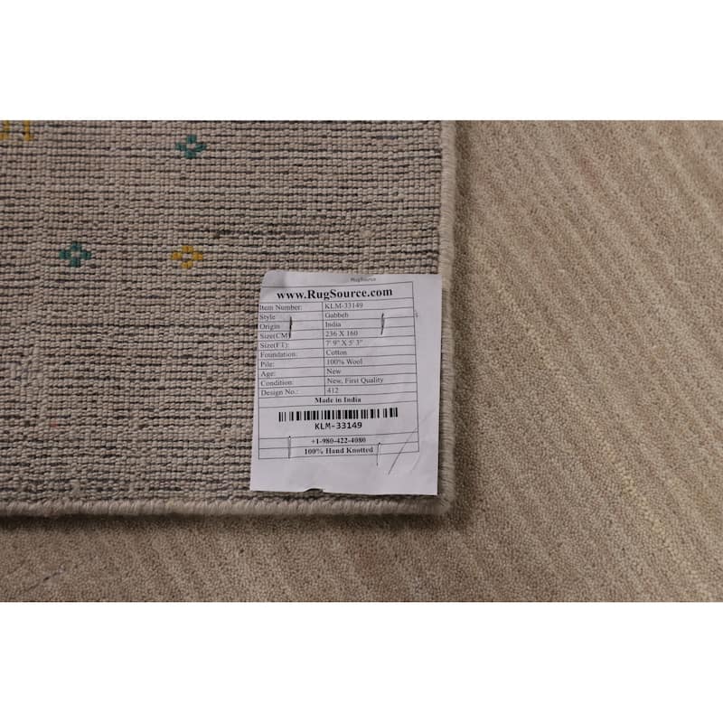 Tribal Gabbeh Indian Area Rug Hand-Knotted Modern Wool Carpet - 5'3"x 7'9"