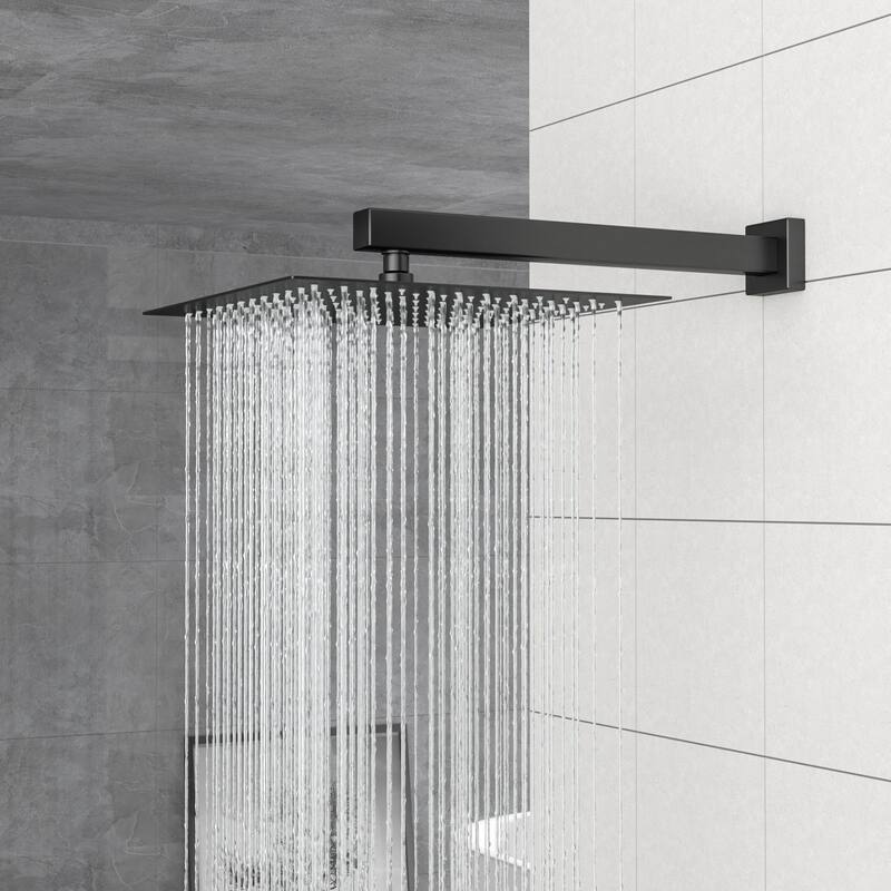 Dual Shower Head - 10 Inch Wall Mounted Square Shower System with Rough-in Valve, Brushed Nickel