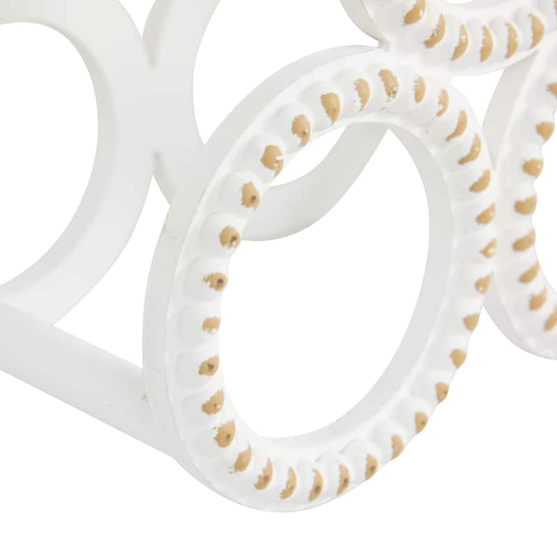 White Wood Beaded Wine Rack