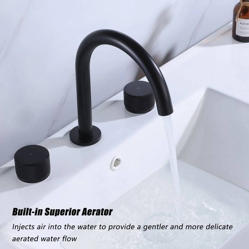 9.7"H Solid Brass Widespread Dual Knob Handles Bathroom Faucets