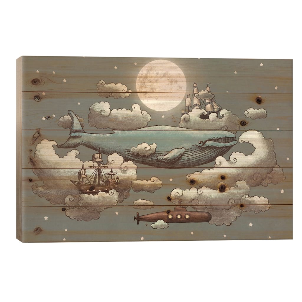 Ocean Meets Sky 1 Print On Wood by Terry Fan - Multi-Color
