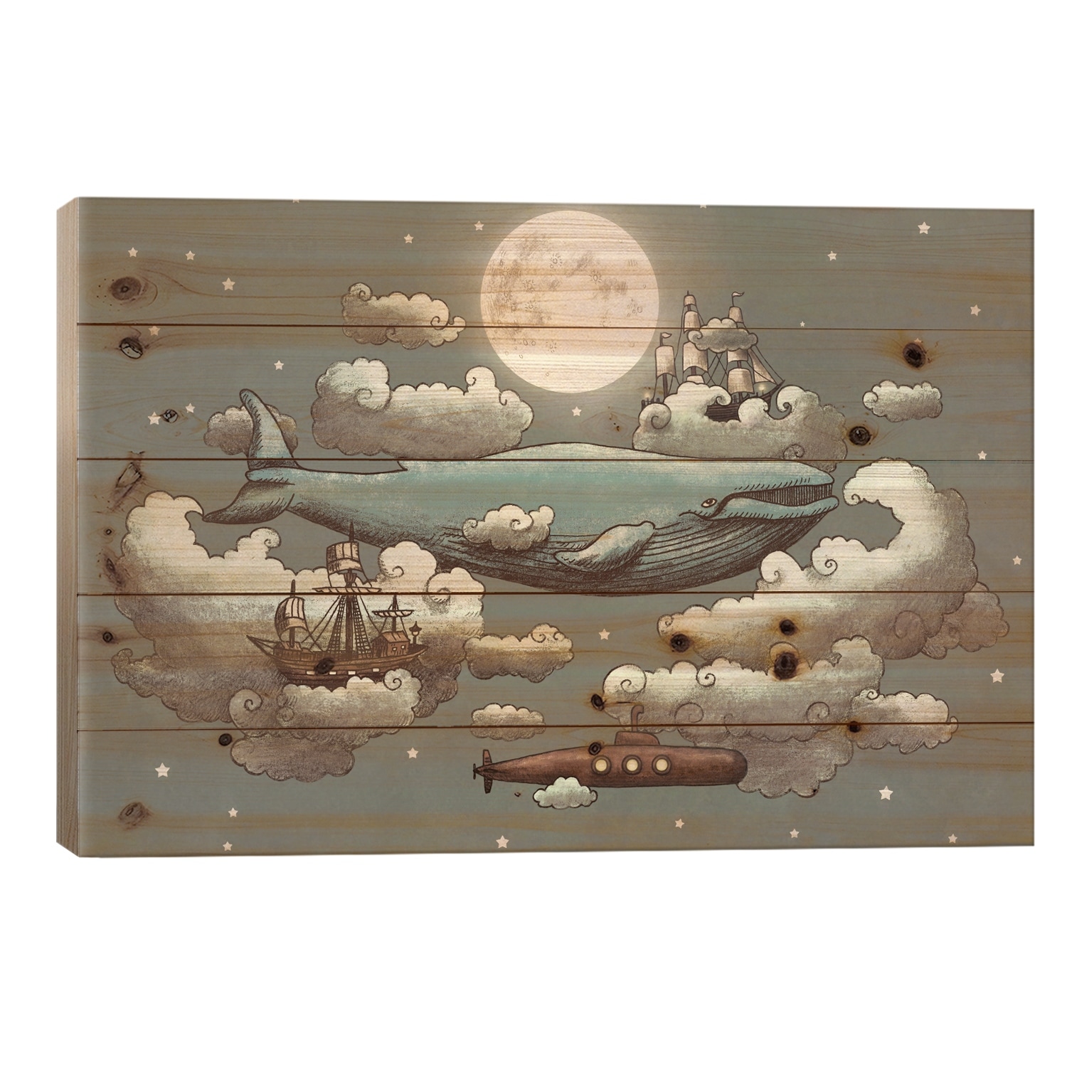 Ocean Meets Sky 1 Print On Wood by Terry Fan - Multi-Color