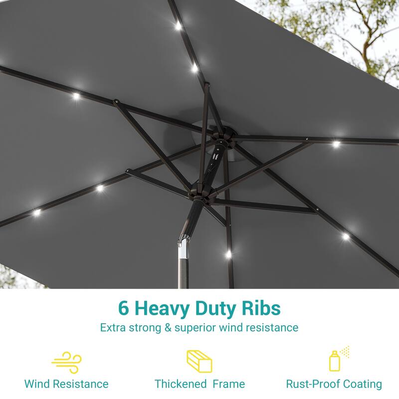 Bonosuki 7.5Ft LED Patio Market Umbrella Outdoor Table Umbrella