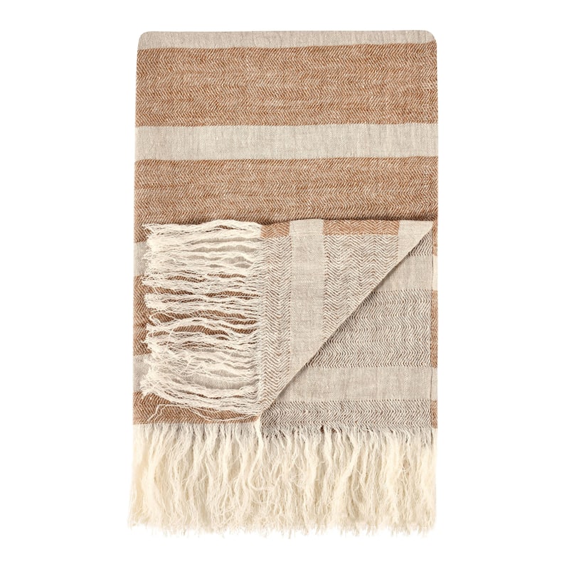 Villa by Classic Home Sherry 100% Belgian Linen Multicolor Throw Blanket