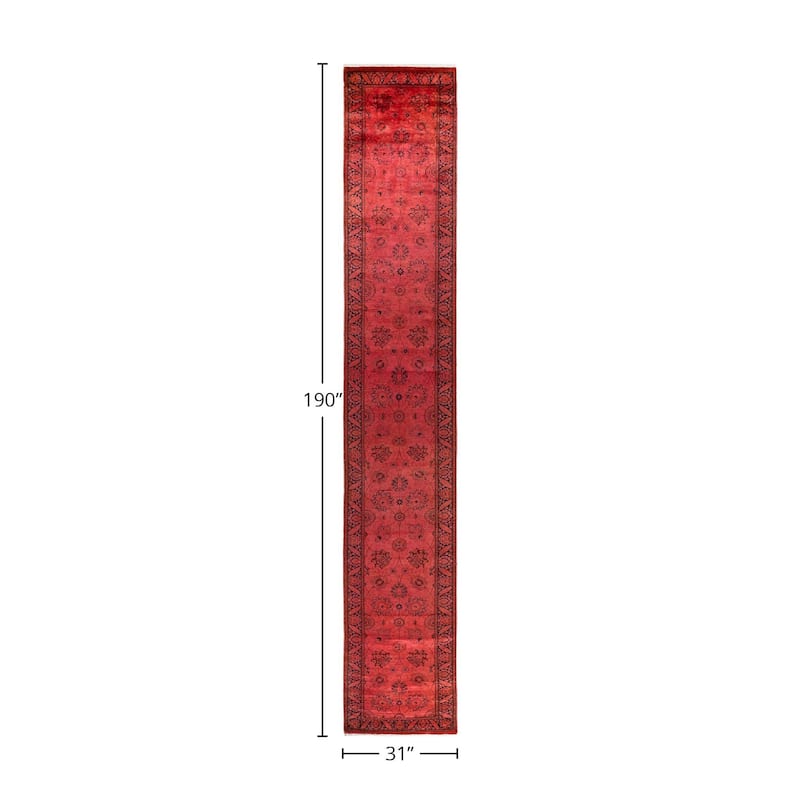 Fine Vibrance, One-of-a-Kind Hand-Knotted Runner Rug - Orange, 2' 7" x 15' 10" - 2' 7" x 15' 10"