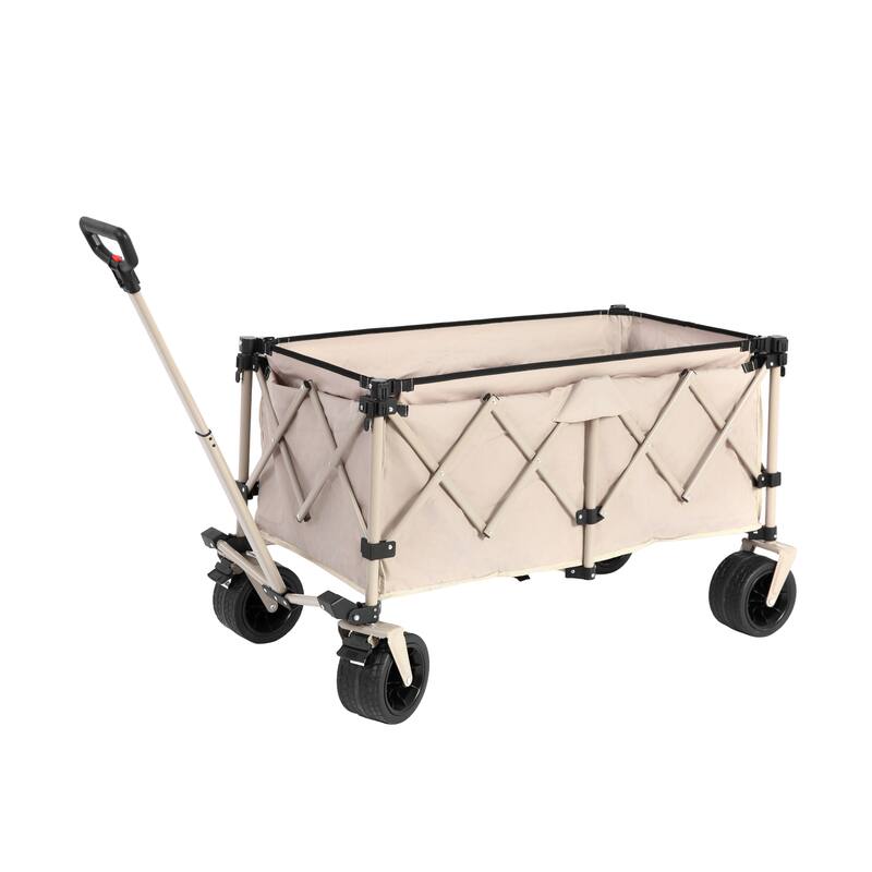 Beach Wagon with Big Wheels, Drink Holders, 300L Capacity, Foldable