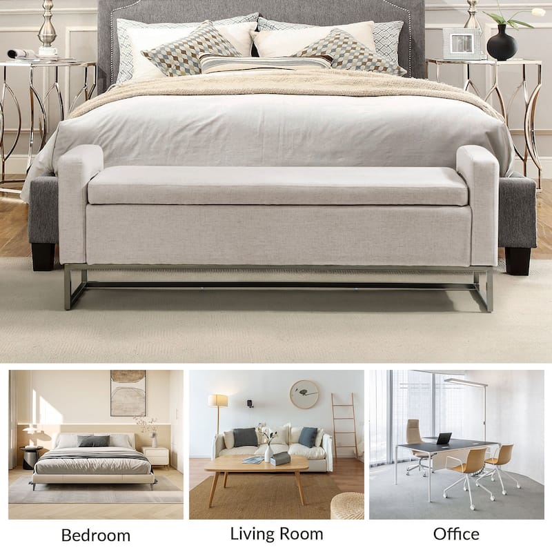 Diana Modern Upholstered Filp-Top Storage Bench with Sturdy Metal Legs