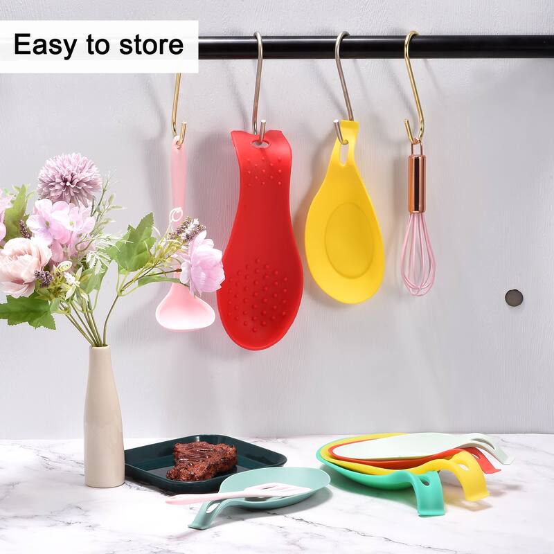3.74" Silicone Spoon Rest Kitchen Utensil Holder, 1 Set/4pcs