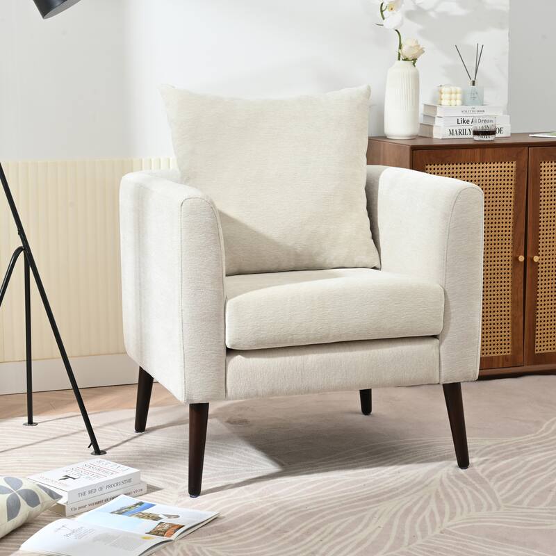 Modern Fabric Accent Chair with Wood Legs