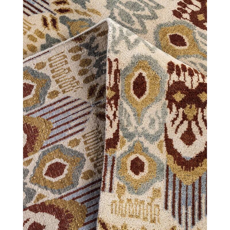 Ikat One-of-a-Kind Hand-Knotted Area Rug - Beige, 8' 0" x 10' 4" - 8' 0" x 10' 4"