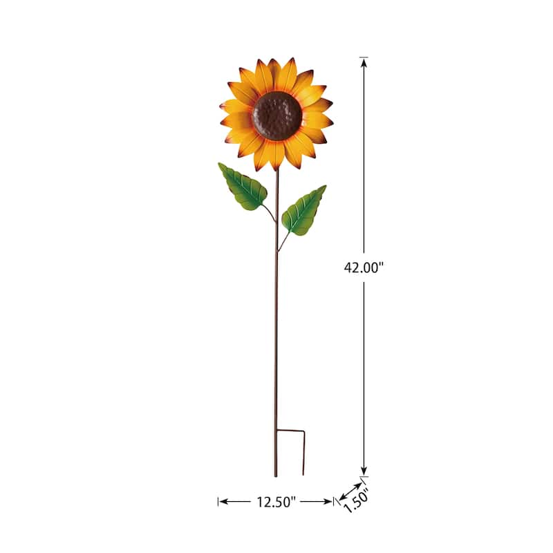 Glitzhome Fall Harvest Metal Sunflower Garden Stake Hanging Decor for Thanksgiving