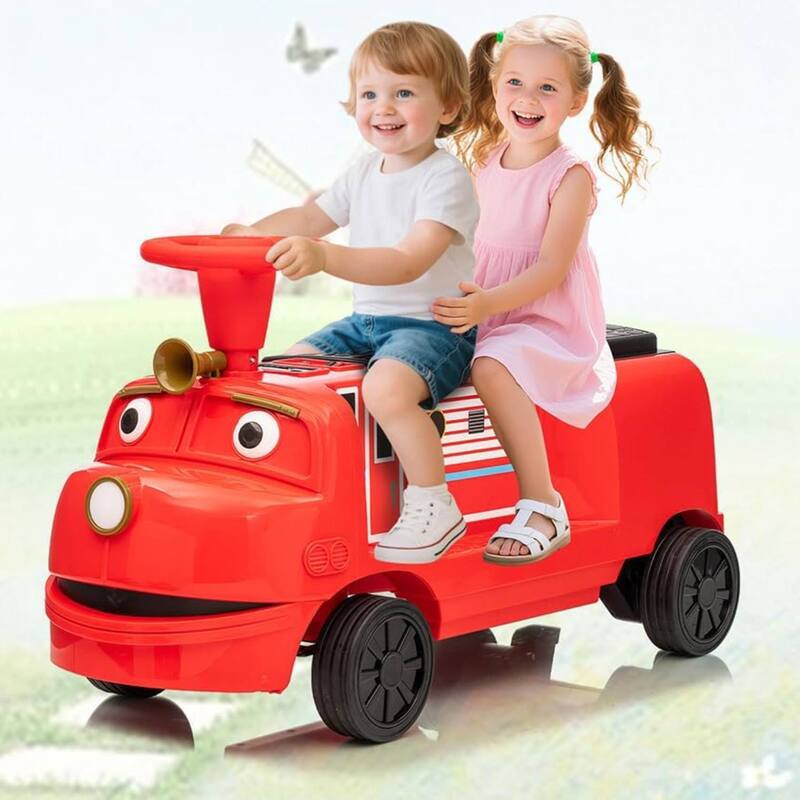 12V Kids Ride On Toy Car, 2-Seater Ride On Train Trackless