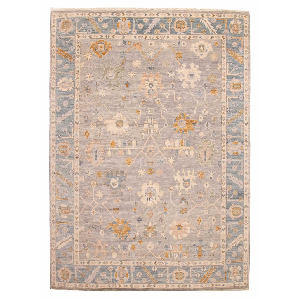 ECARPETGALLERY Hand-knotted Modern Oushak Grey Wool Rug - 10'2 x 13'11