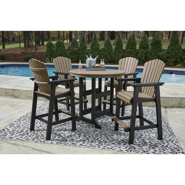 slide 2 of 8, Signature Design by Ashley Fairen Trail Black/Driftwood 5-Piece Outdoor Dining Package - 45.13" W x 45.13" D x 42" H