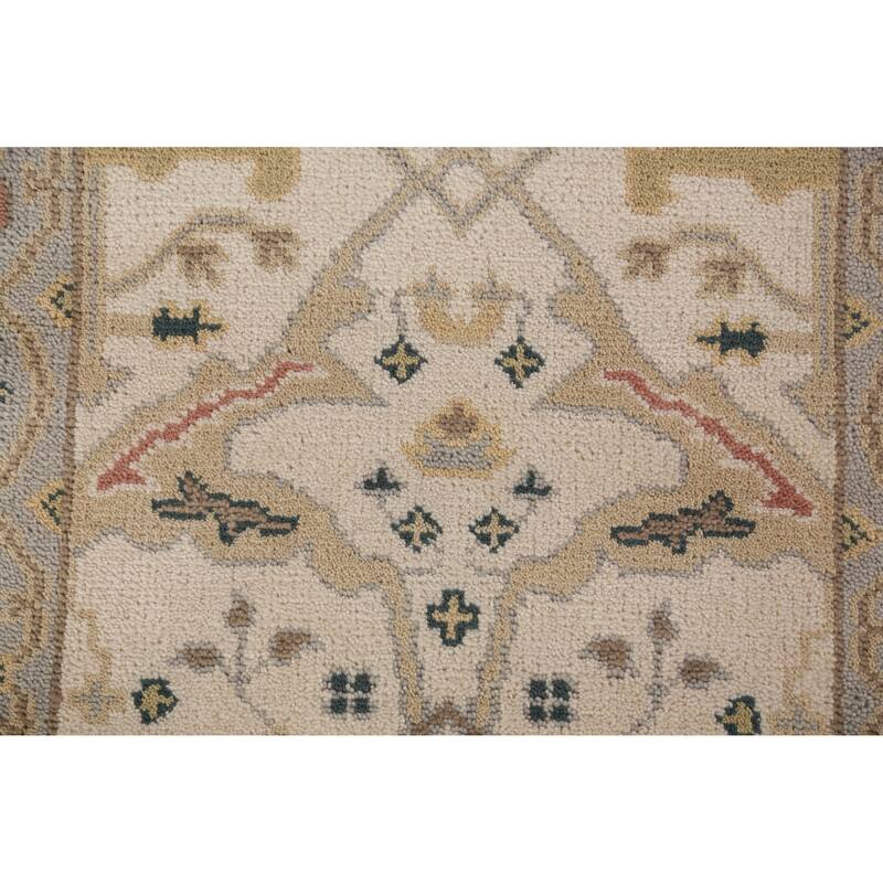 All-Over Oushak Oriental Runner Rug Hand-Knotted Wool Carpet - 2'7"x 7'10"