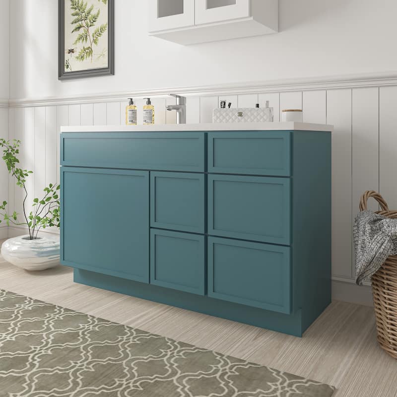 Vanity Art 51" Birch Freestanding Bathroom Vanity Cabinet without Top