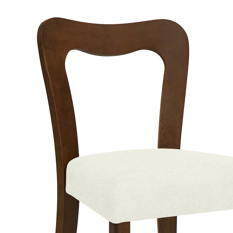 Set of 2 Modern Dining Chairs with Rubberwood Frame and Upholstered Seats - Open Back Armless Design