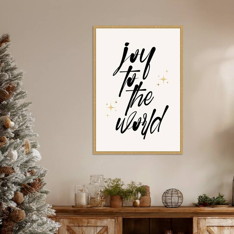 Joy To the World by Eins Kubistika (23 x 33 in.), Framed Canvas Wall Art Print - Sylvie Bright Gold