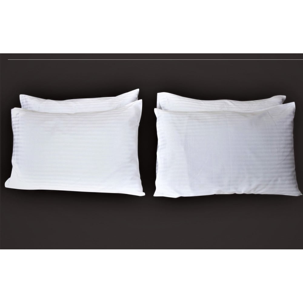 queen Embroidered Pillow Cases White Standard --100% Cotton Sateen--Tc 300 